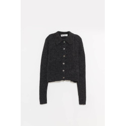 OUR LEGACY CHARCOAL MELANGE MAZZY POLO CARDIGAN